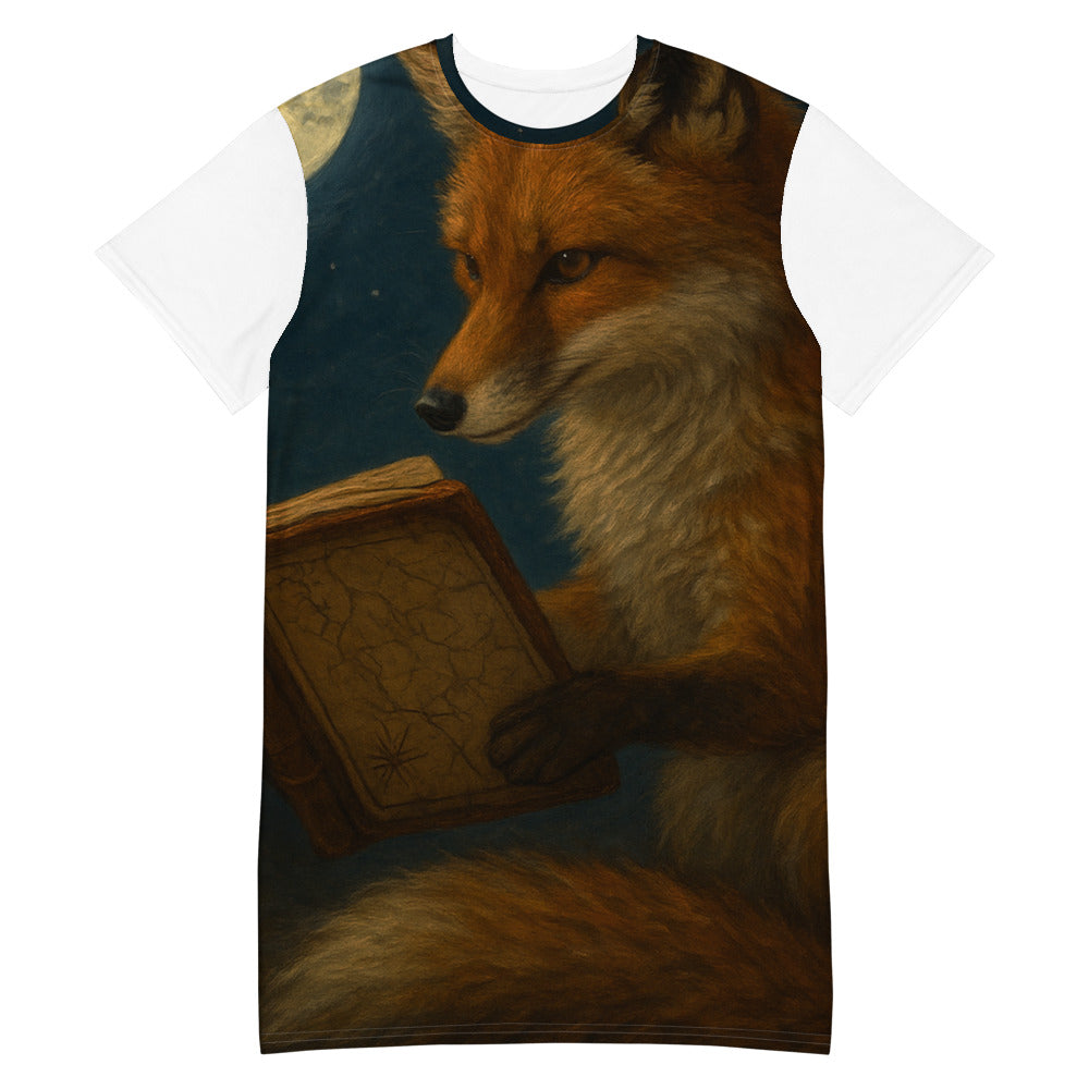 Moonlit Fox and Antique Map - White