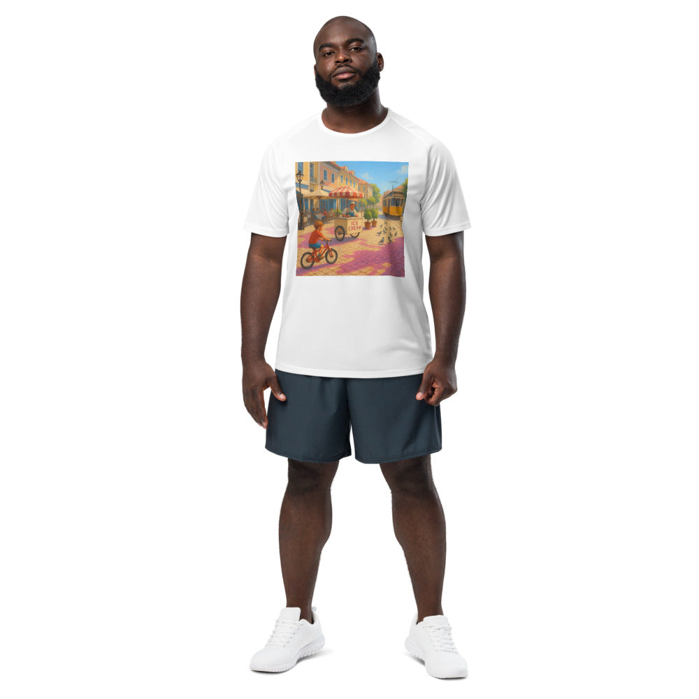 Magenta Shadows on Cobblestone Plaza - View 1