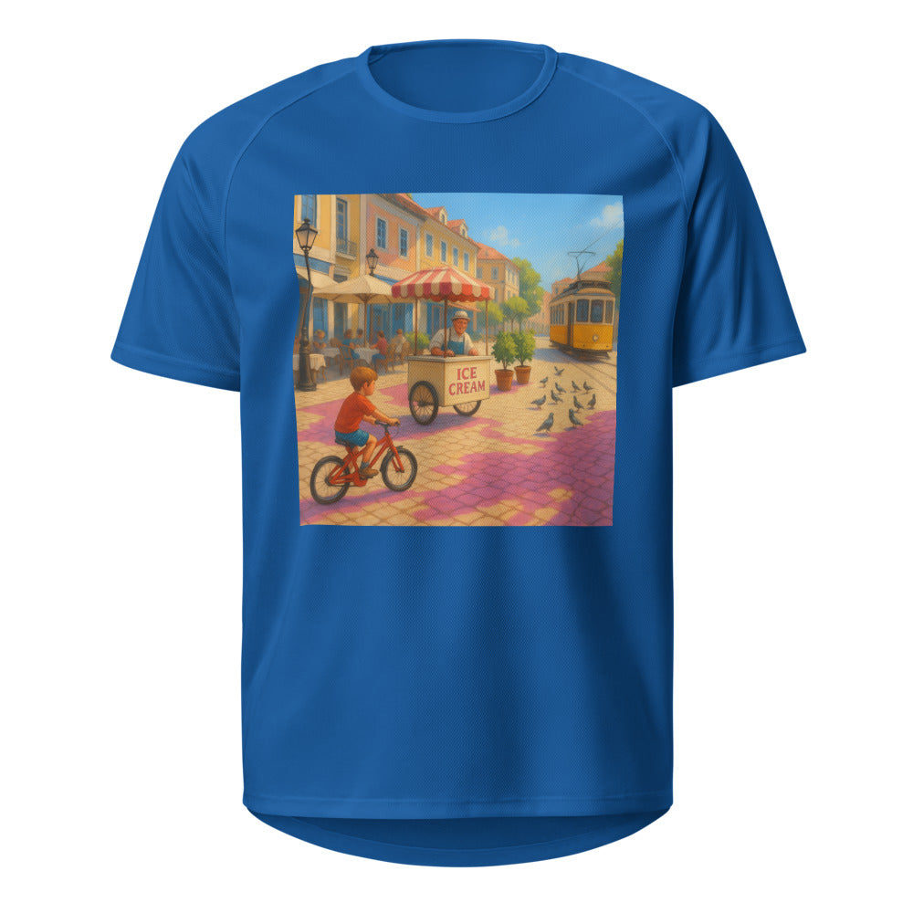 Magenta Shadows on Cobblestone Plaza - Royal Blue
