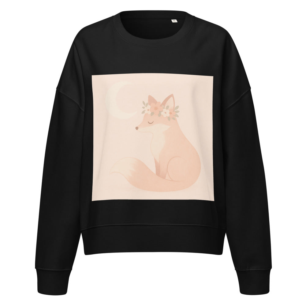 Moonlit Fox in Bloom - Black