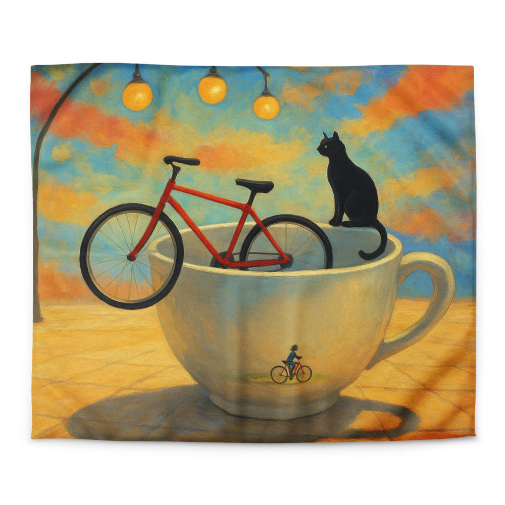 Sunlit Teacup Bicycle Reverie - Cream