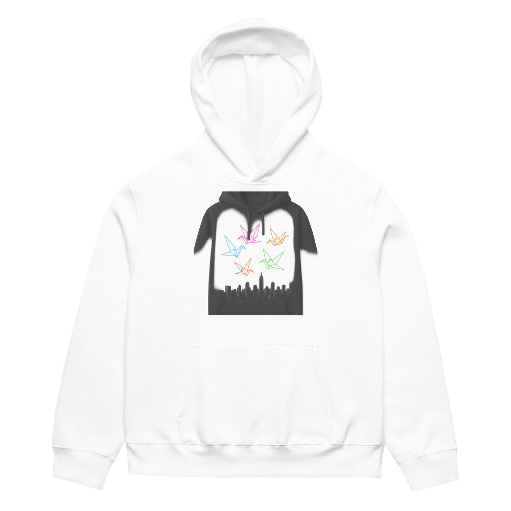 Neon Origami Crane Skyline - View 1