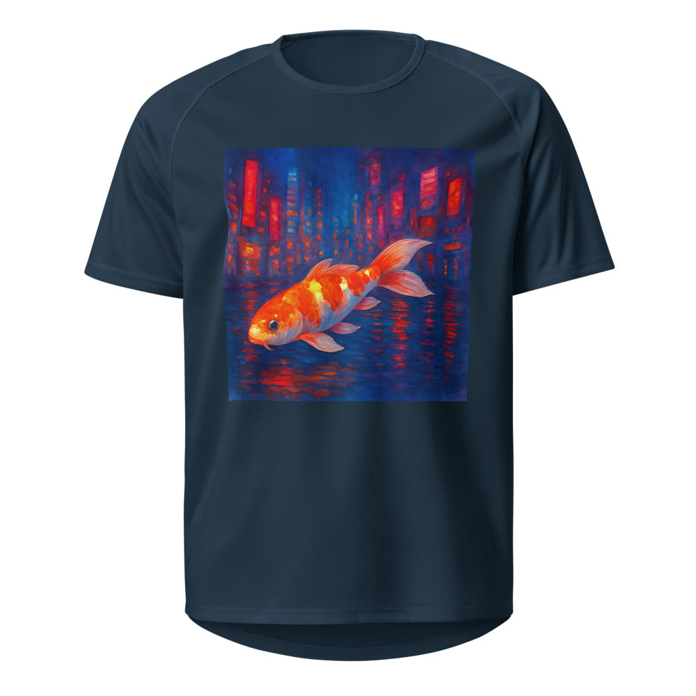 Radiant Neon Koi - French Navy