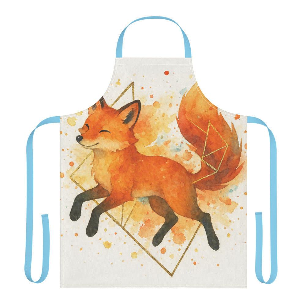 Gilded Watercolor Fox - Blue