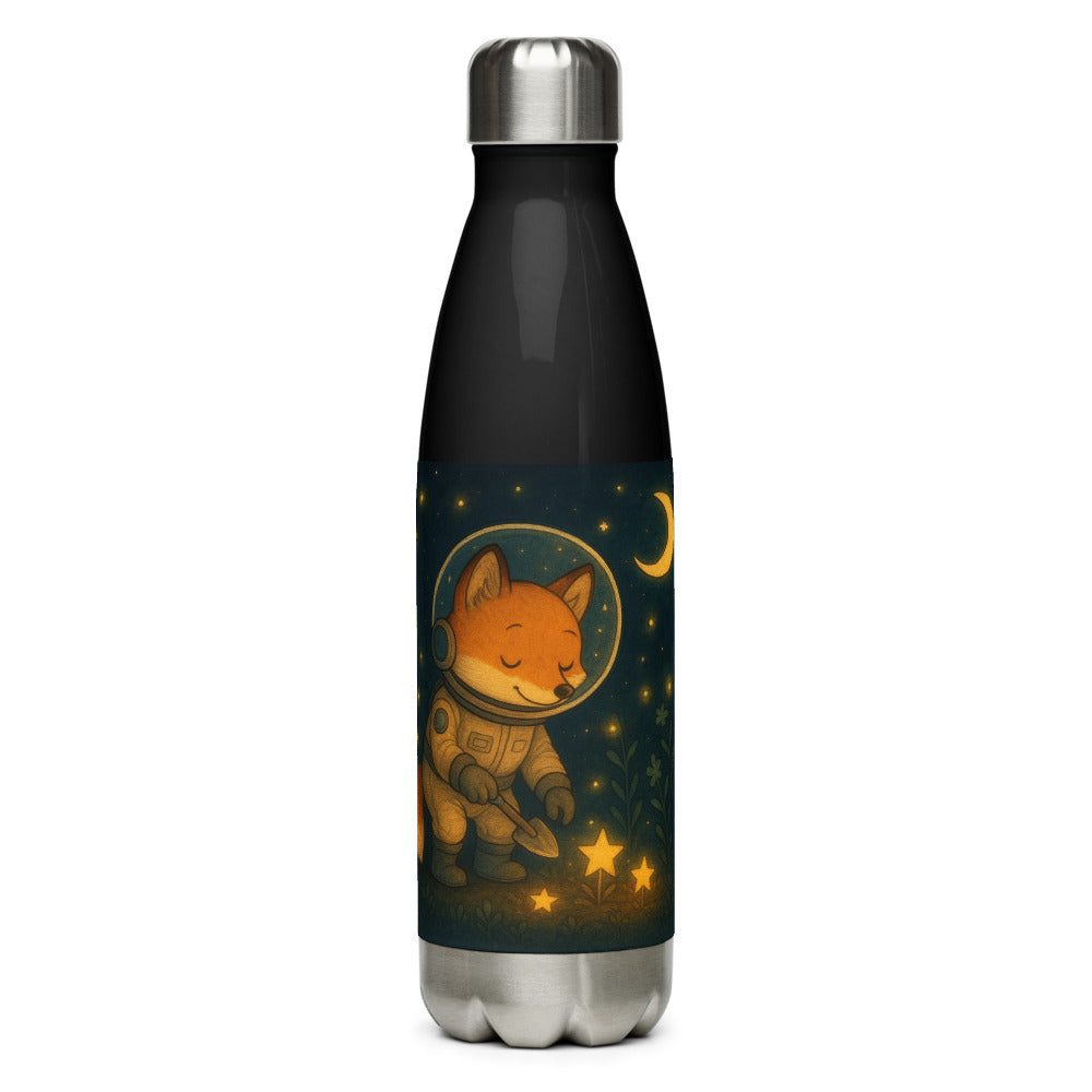 Moonlit Fox and Fireflies - Black