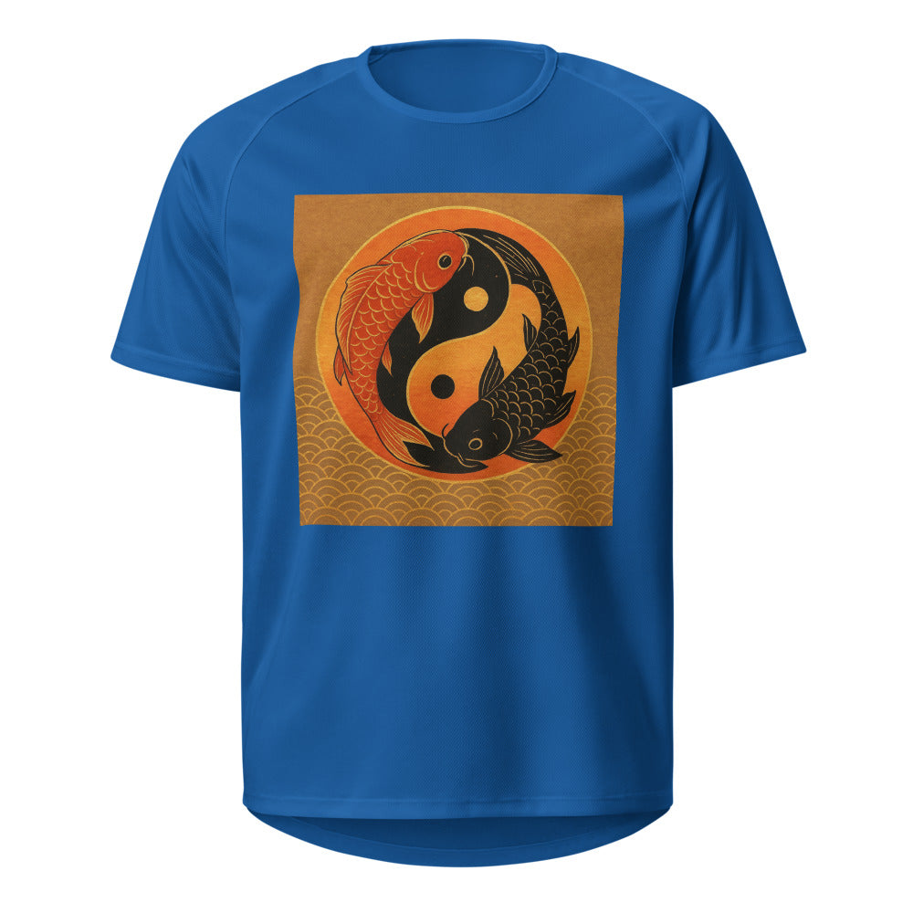 Golden Sunset Koi Embrace - Royal Blue