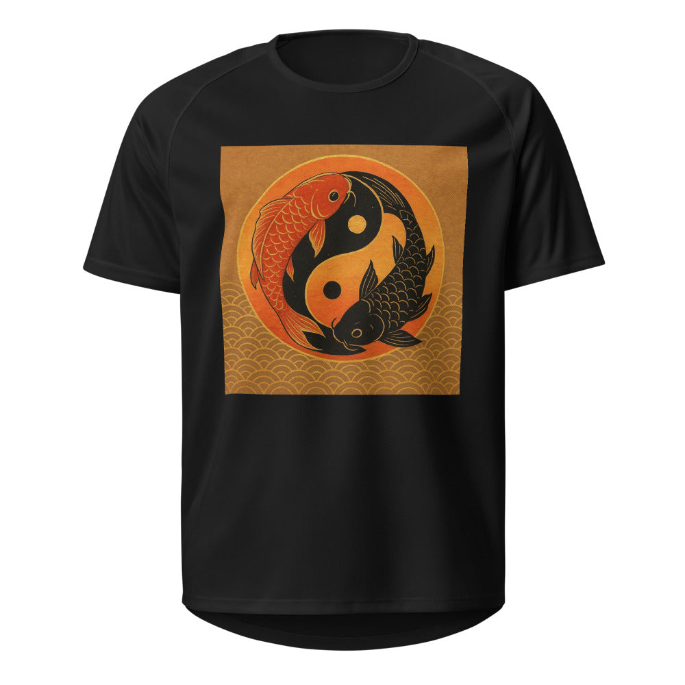 Golden Sunset Koi Embrace - Black