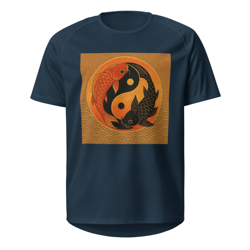 Golden Sunset Koi Embrace - French Navy