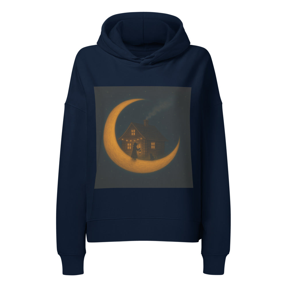 Moonlit Cottage and Porch Cat - French Navy