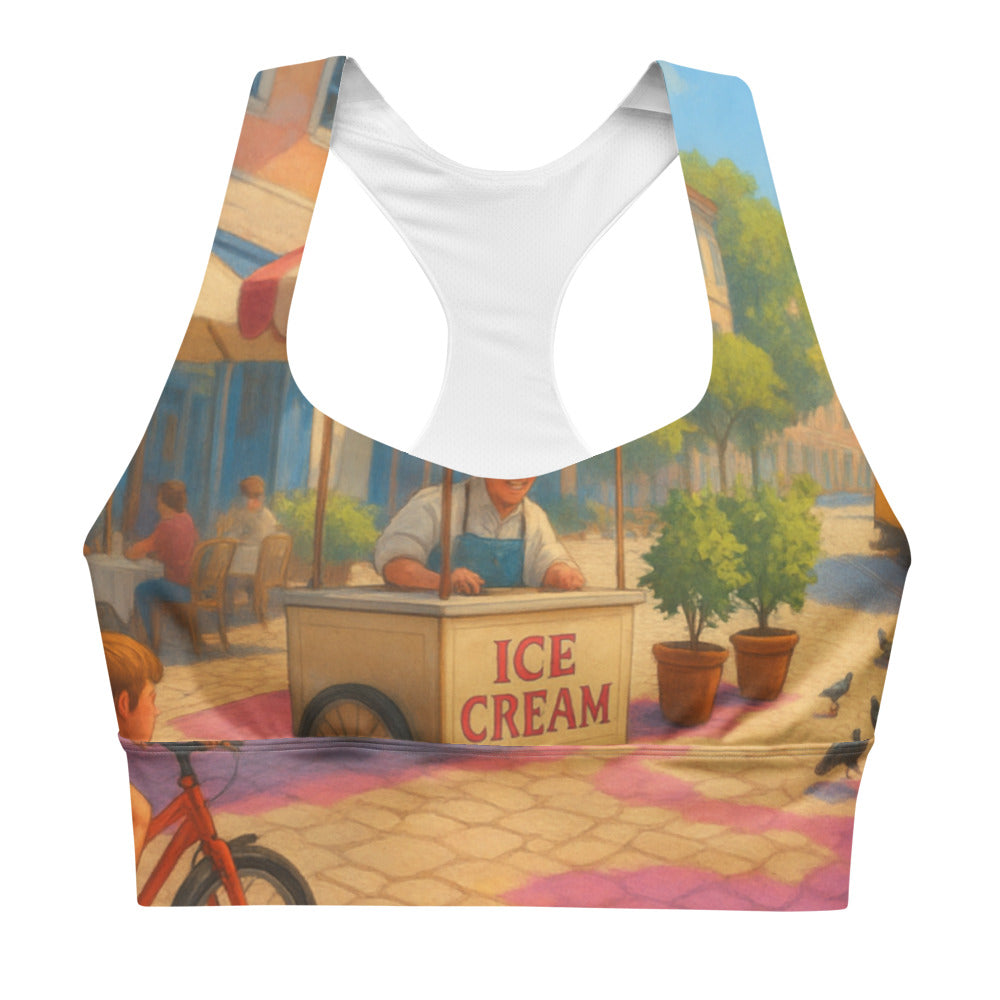 Magenta Shadows on Cobblestone Plaza - White