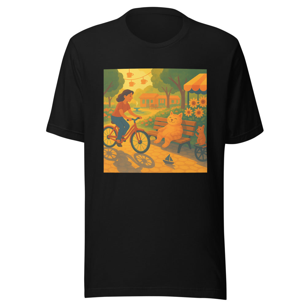 Sunlit Bike Ride with Flower Basket - Black