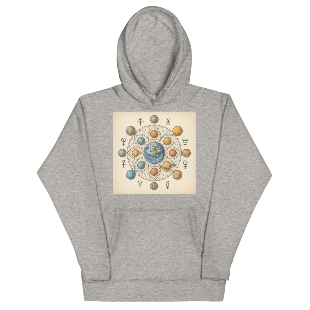 Hand-Drawn Planetary Mandala - Carbon Grey