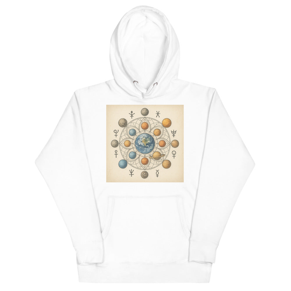 Hand-Drawn Planetary Mandala - White