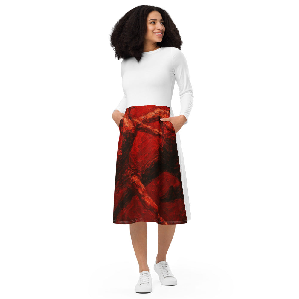 Scarlet Duet in Flight - White