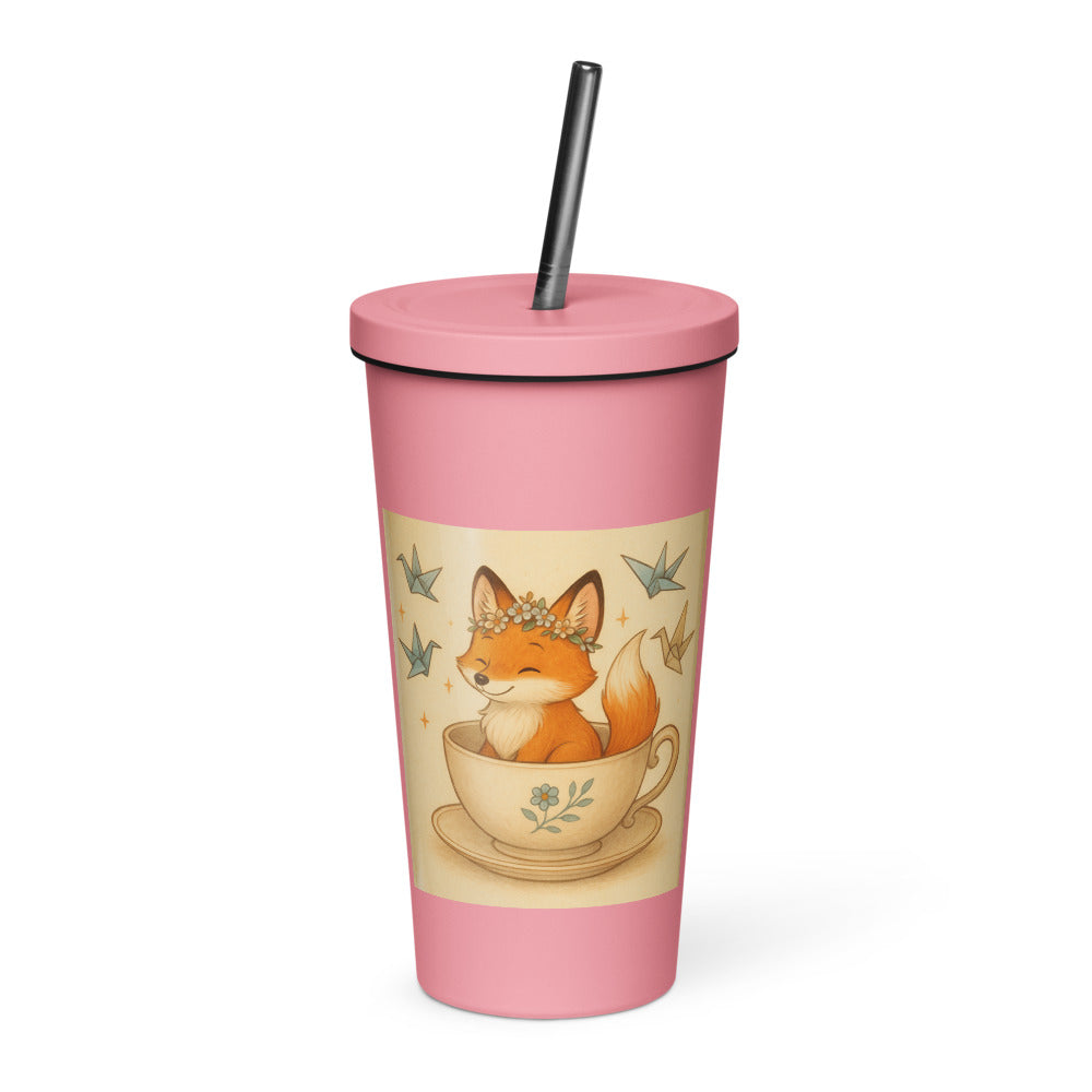 Teacup Fox with Flower Crown - Pink