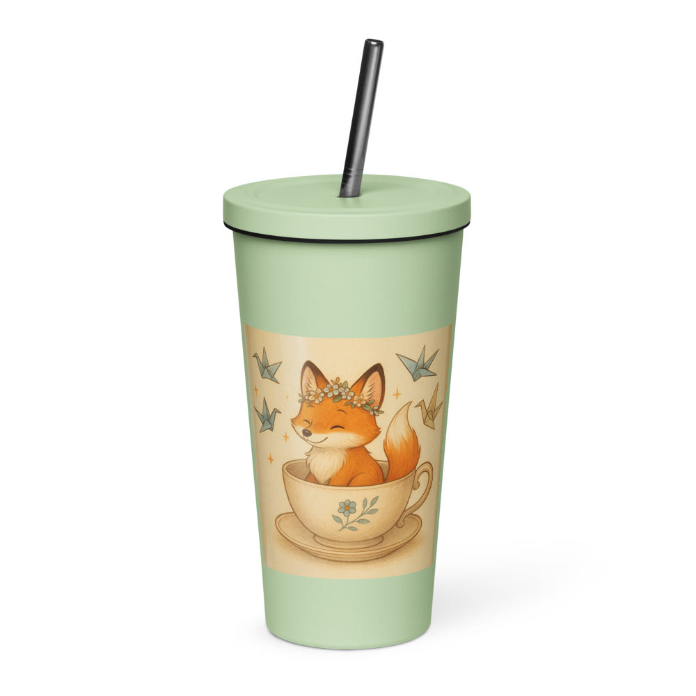 Teacup Fox with Flower Crown - Mint