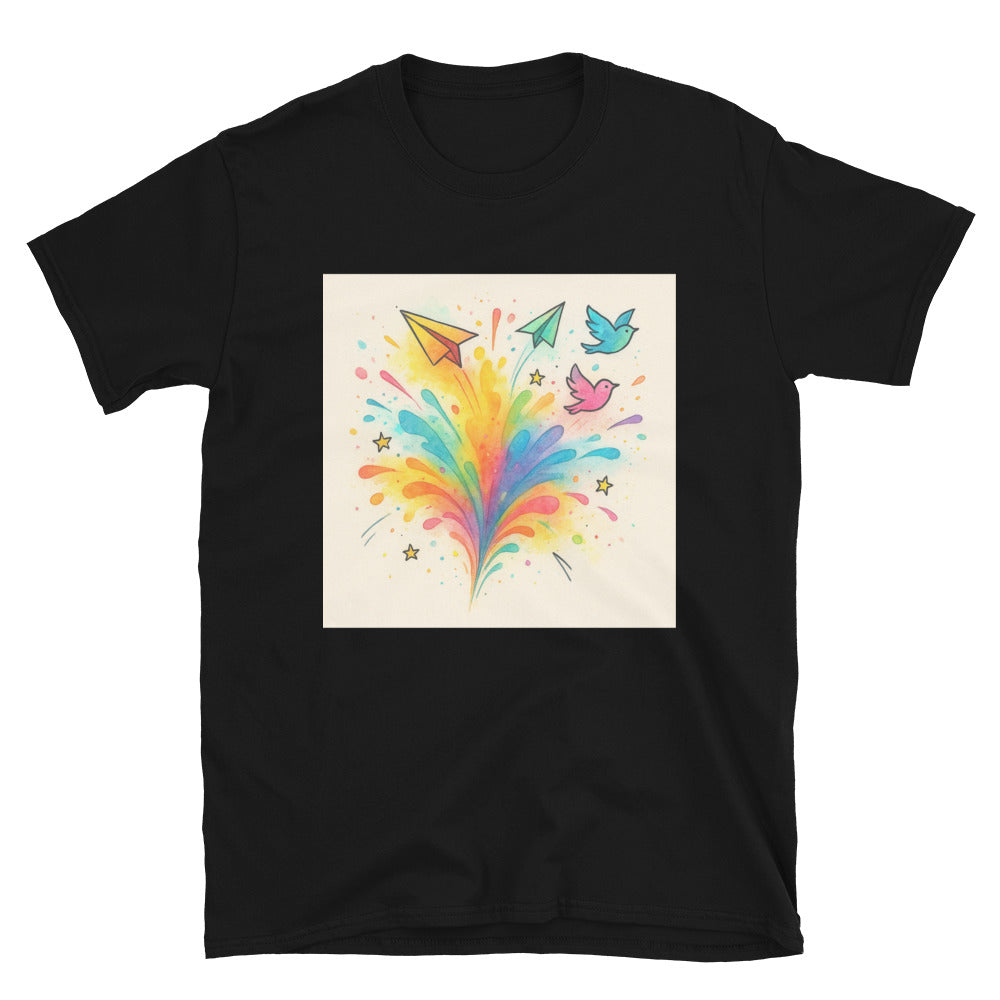 Rainbow Burst Paper Planes - Black