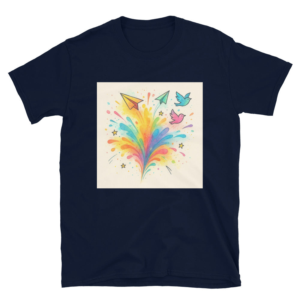 Rainbow Burst Paper Planes - Navy