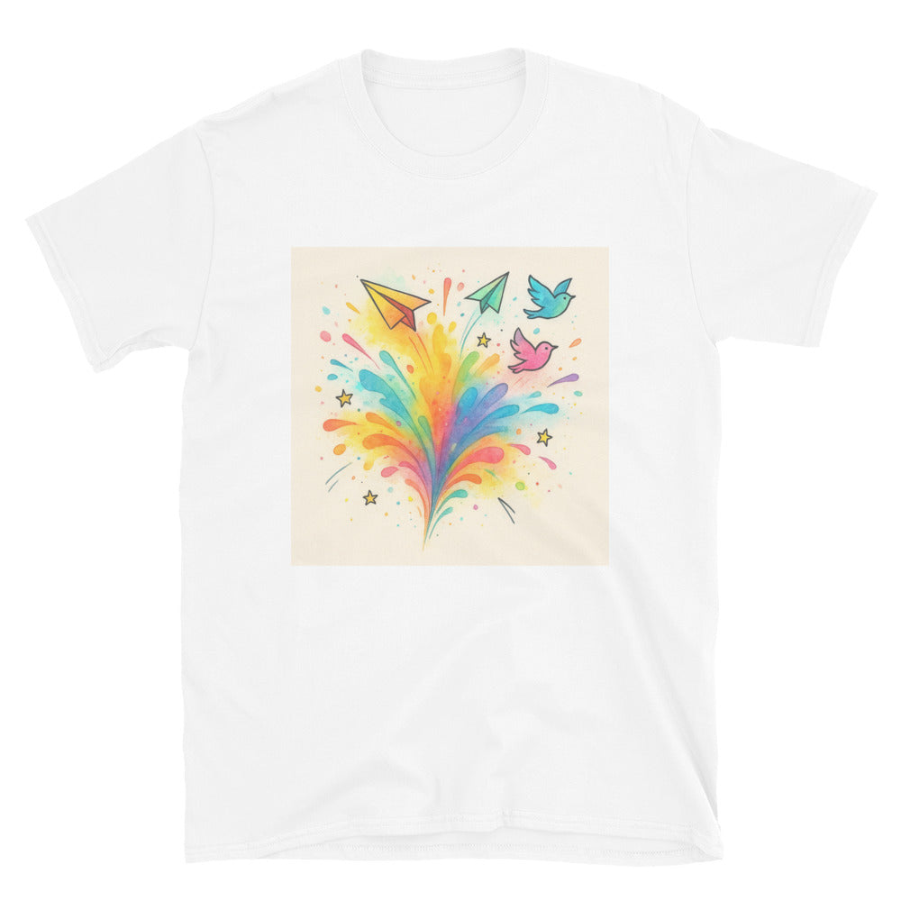 Rainbow Burst Paper Planes - White