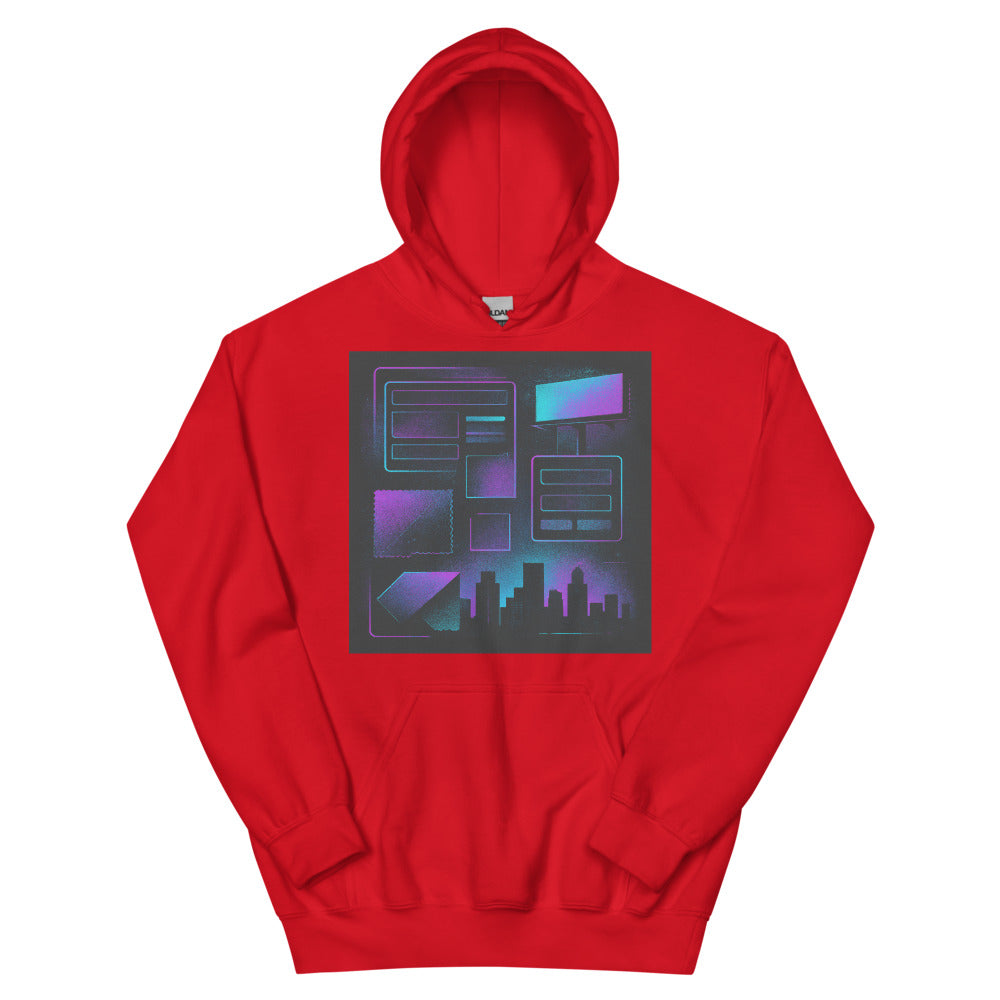 Neon Stitch Cityscape - Red