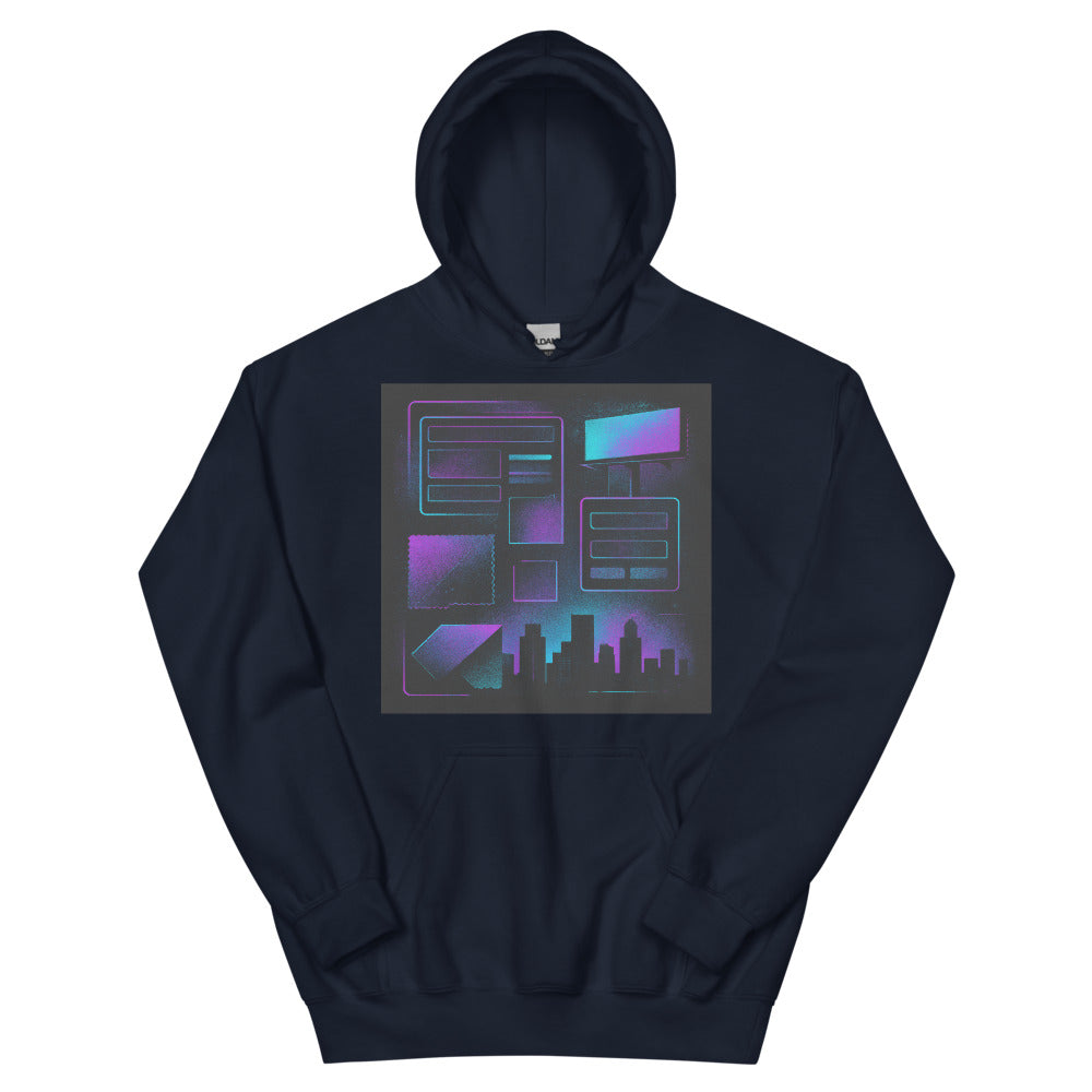 Neon Stitch Cityscape - Navy