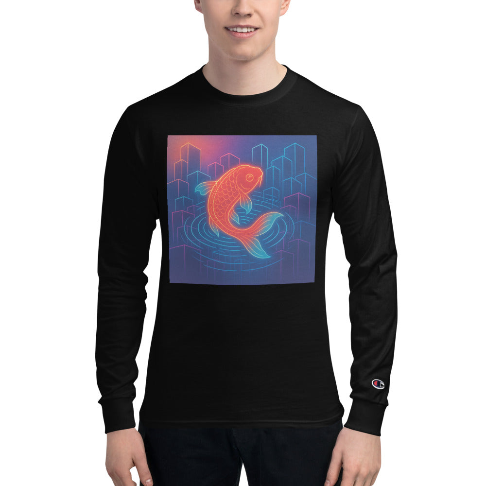 Neon Koi City Ripples - Black