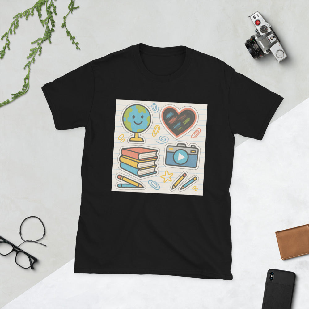 Cheerful Classroom Sticker Collage - Black