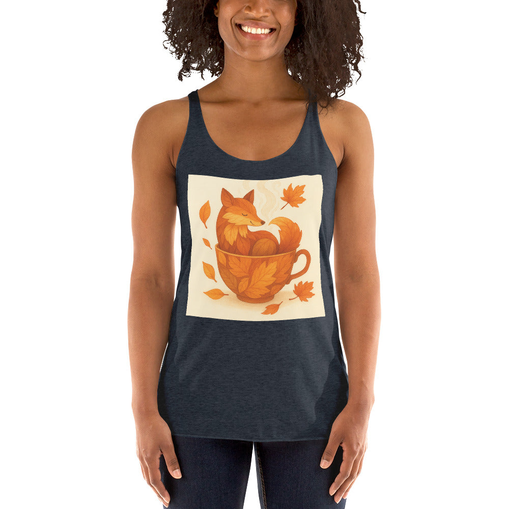 Cozy Steaming Teacup Fox - Vintage Navy