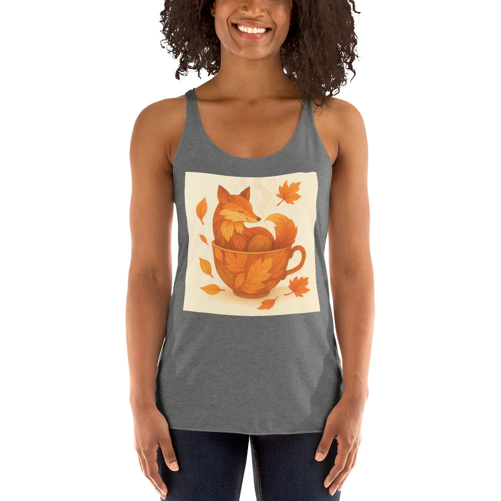 Cozy Steaming Teacup Fox - Premium Heather