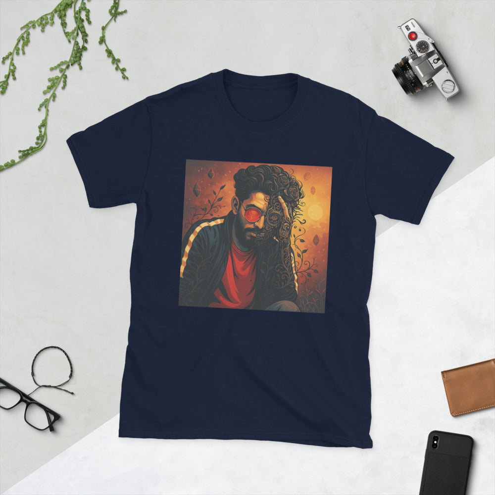 Crimson Clockwork Bloom - Navy