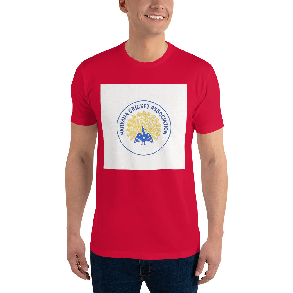 Blue and Gold Peacock Crest Tee - Red