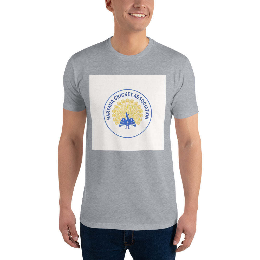 Blue and Gold Peacock Crest Tee - Heather Grey