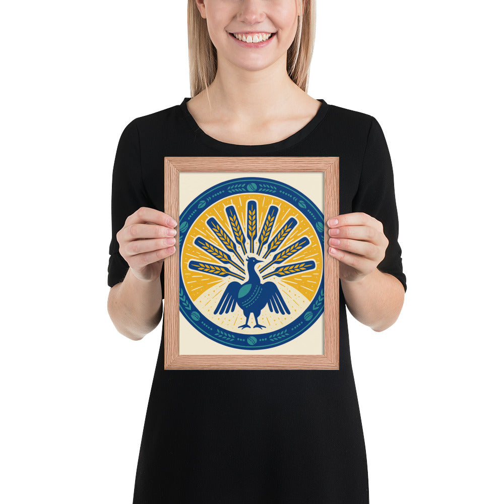 Peacock Sunburst Crest - Red Oak