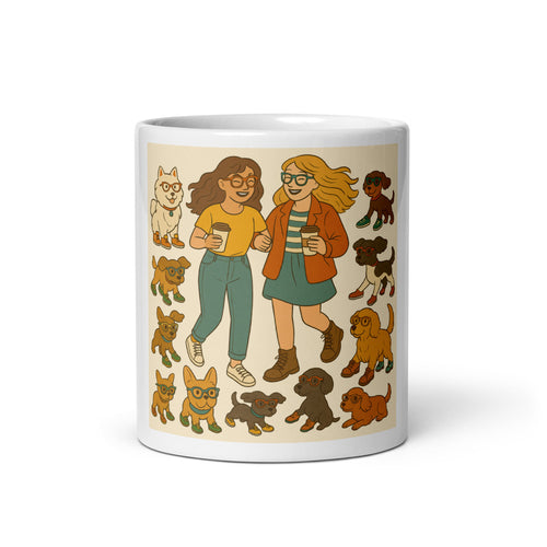 Coffee Stroll with Stylish Pups - White