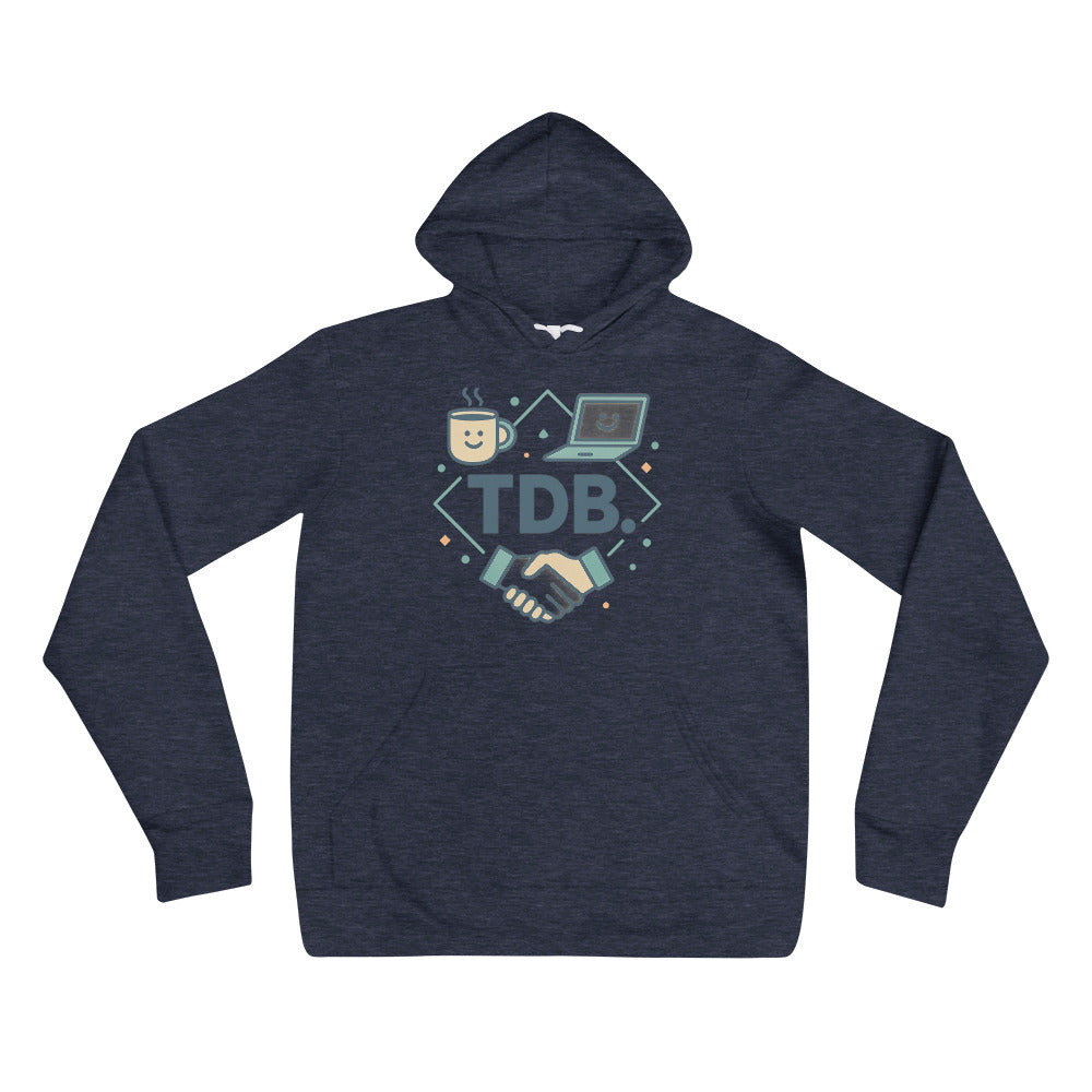 TDB. Coffee, Code & Collaboration Hoodie - Heather Navy