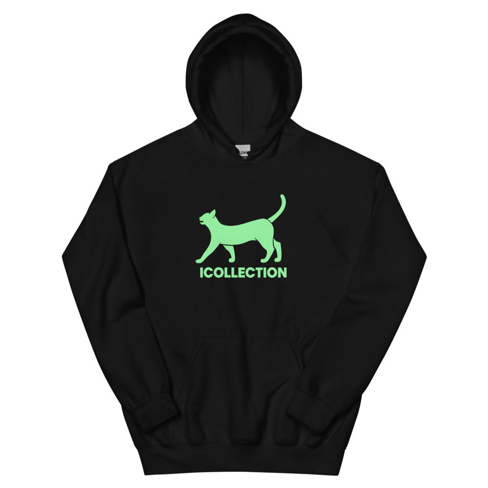 Icollection Neon Cat Glow Hoodie - Black