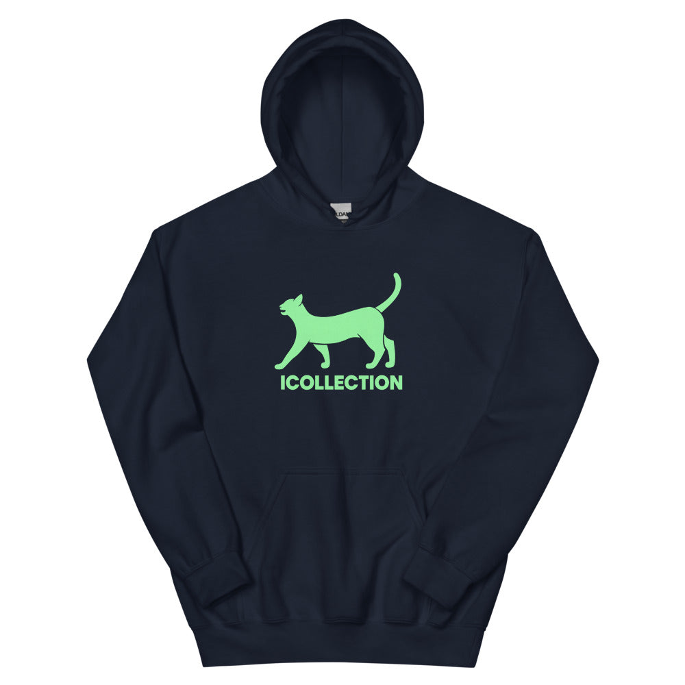 Icollection Neon Cat Glow Hoodie - Navy