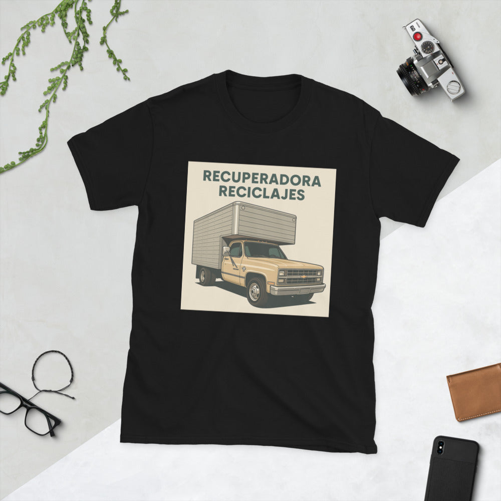 Vintage Recycling Truck Poster - Black
