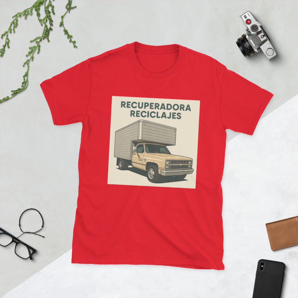 Vintage Recycling Truck Poster - Red
