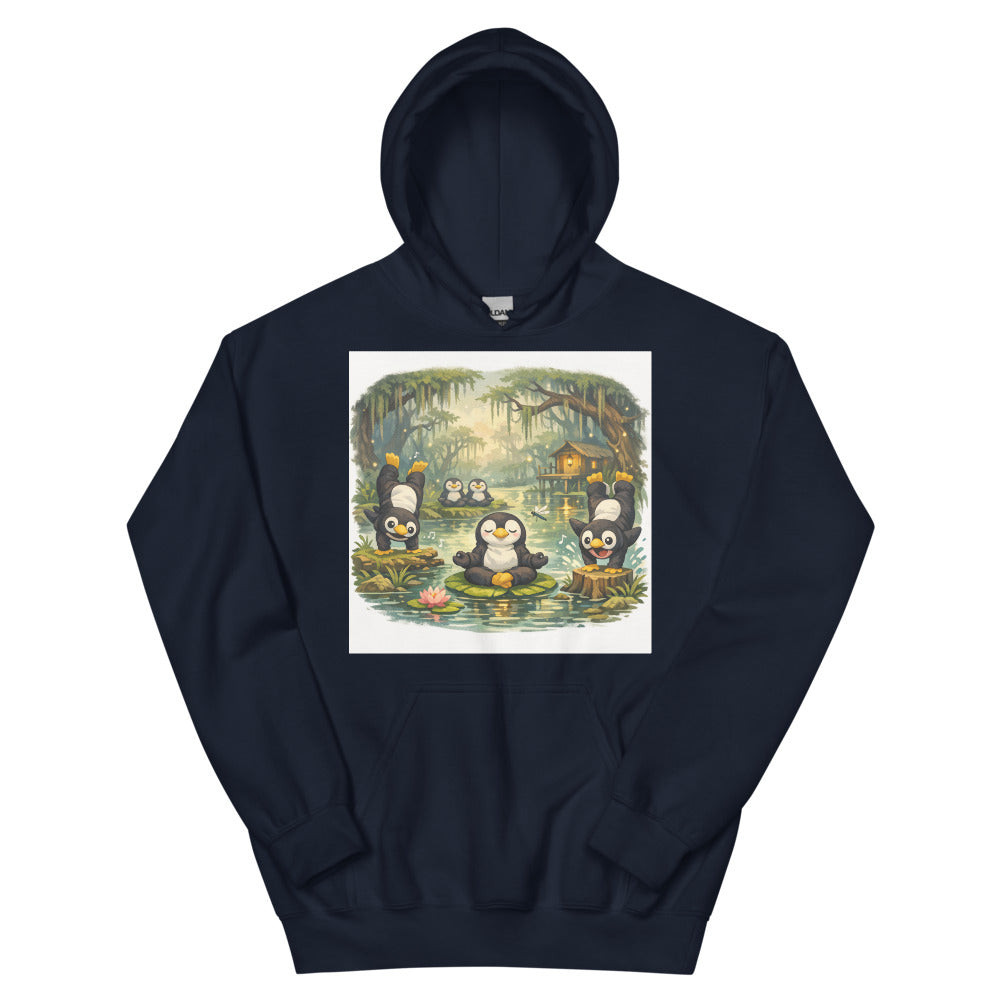 Lily Pad Zen Penguins - Navy