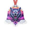 Retro Neon Wolf Howl - White aluminum