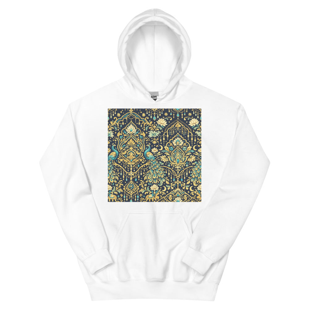 Sevaya Gilded Peacock Damask - White