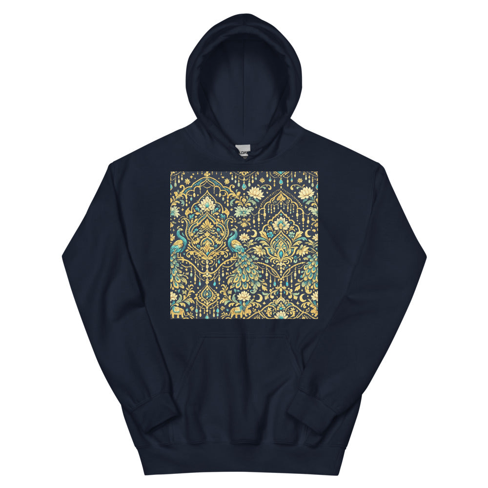 Sevaya Gilded Peacock Damask - Navy