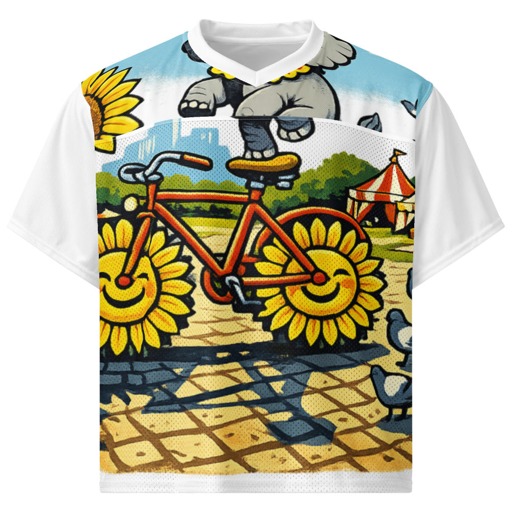 Elephant on Sunflower Wheels - White