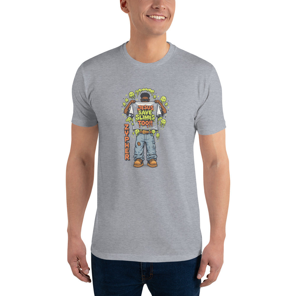 Dripping Neon Slime Tee - Heather Grey