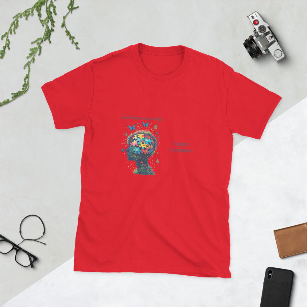 Love Knows No Words Autism Acceptance Tee - Red