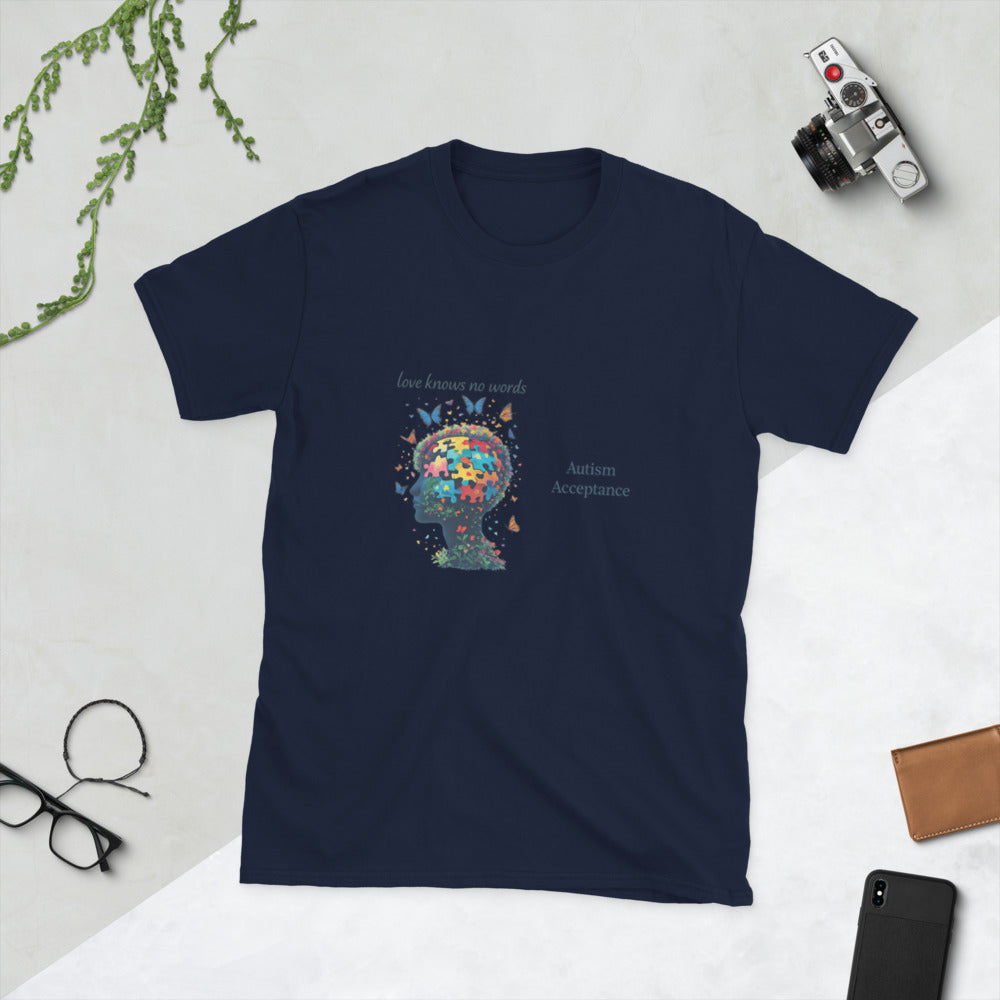 Love Knows No Words Autism Acceptance Tee - Navy