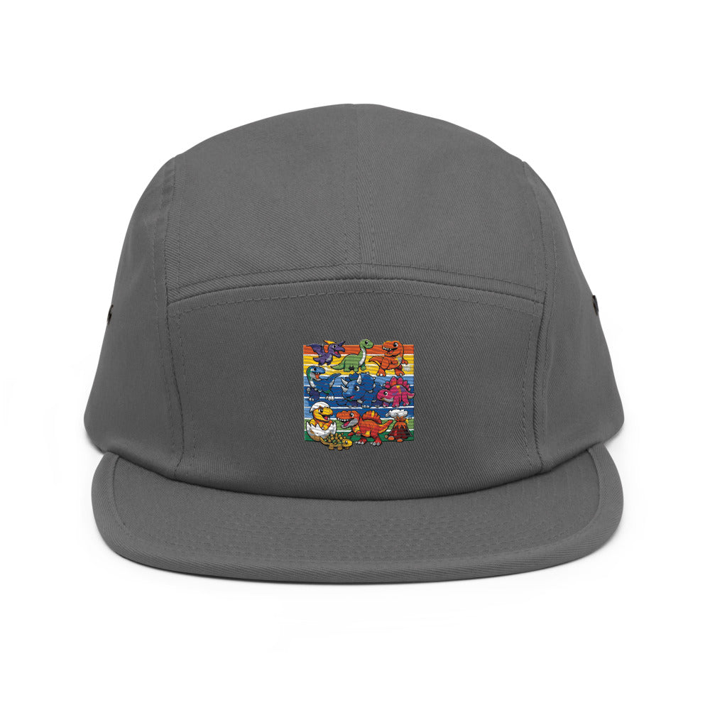 Retro Rainbow Dino Parade - Grey