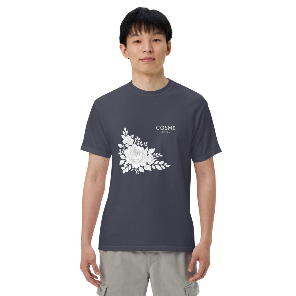 Monochrome Bloom Chest Tee - Navy