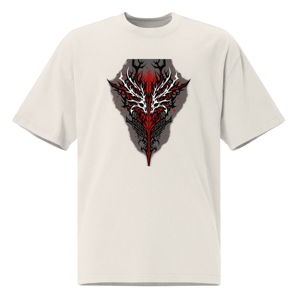 Crimson Stag Crest - Faded Bone